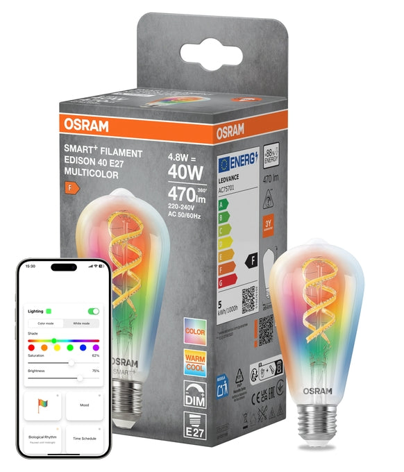 SMART+ MATTER Classic Edison 40 4.8W E27 Filament Multicolor | OSRAM