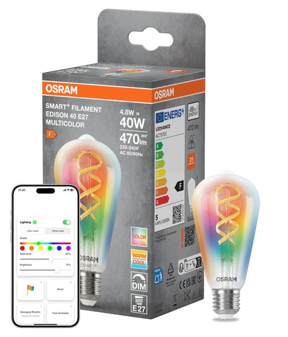 SMART+ MATTER Classic Edison 40 4.8W E27 Filament Multicolor | OSRAM