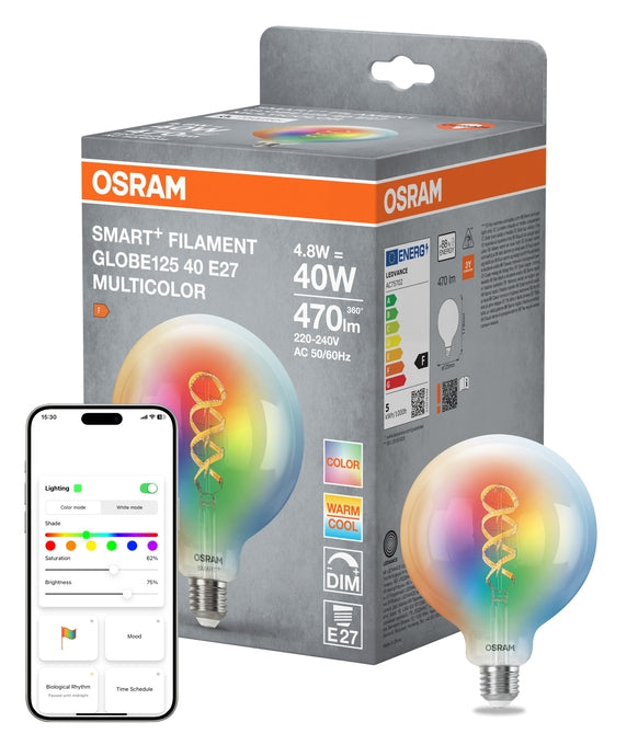 SMART+ MATTER Classic Globe 125 4.8W E27 Filament Multicolor | OSRAM