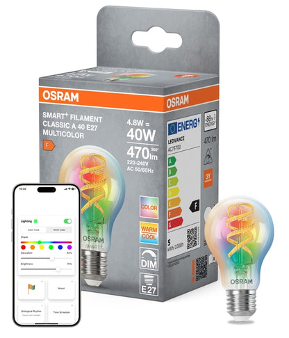 SMART+ MATTER Classic A40 4.8W E27 Filament Multicolor | OSRAM